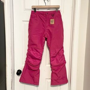 New Lands End Squall Kids Waterproof Insulated Iron Knee Snow Pants pink Sz 14